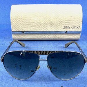 Authentic Jimmy Choo Dominique/S Silver Sunglasses Made in Italy w Case 125mm